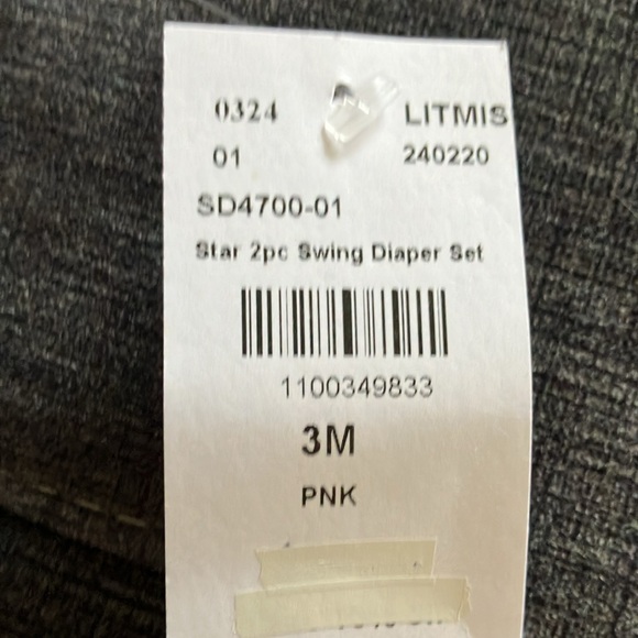 Little Mish 2 Piece Baby Swing Diaper Set, Checkered Star Size 3M AND White Hat - Picture 2 of 9